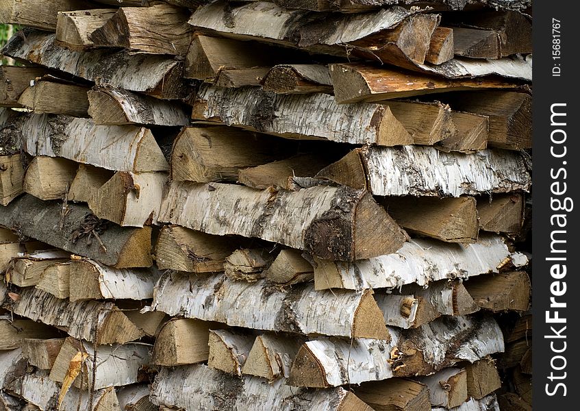 Closeup shot of woodpile of birch fire wood. Closeup shot of woodpile of birch fire wood.