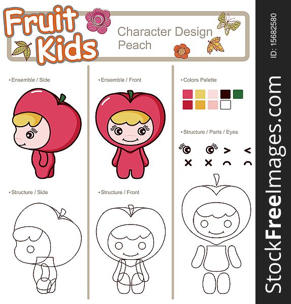 Illustration of Fruit and Vegetable Baby ------ Peach.