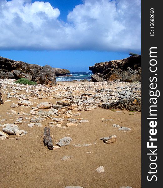 Beach cove on Boca Shete National Park, Curacao