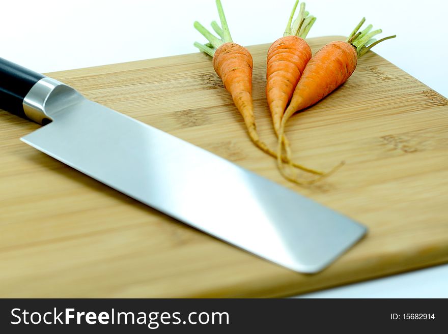 Japanese Knife And Carrots