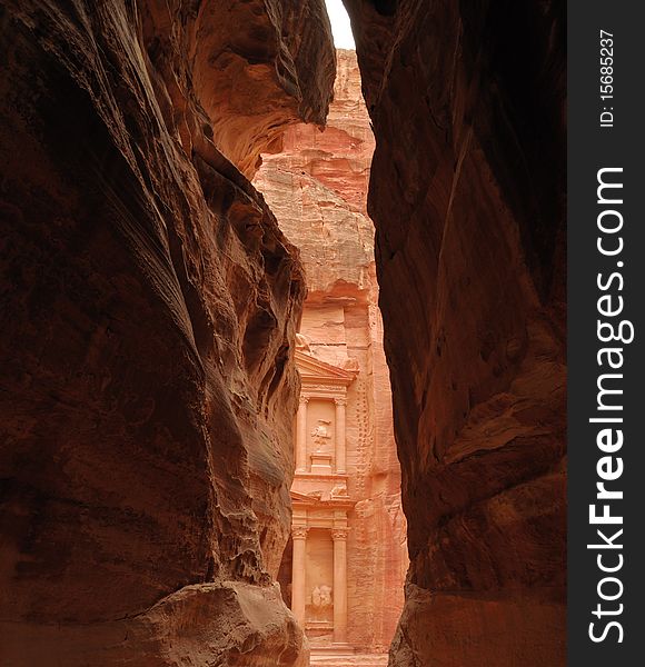 Part of Jordan Petra viewed from canyon. Part of Jordan Petra viewed from canyon