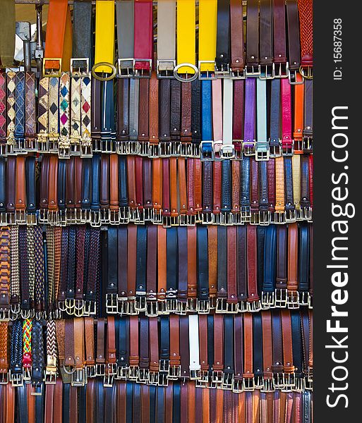 Belt booth on market in Firenze / Italy. Belt booth on market in Firenze / Italy