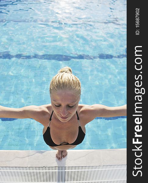 Woman relax on swimming pool