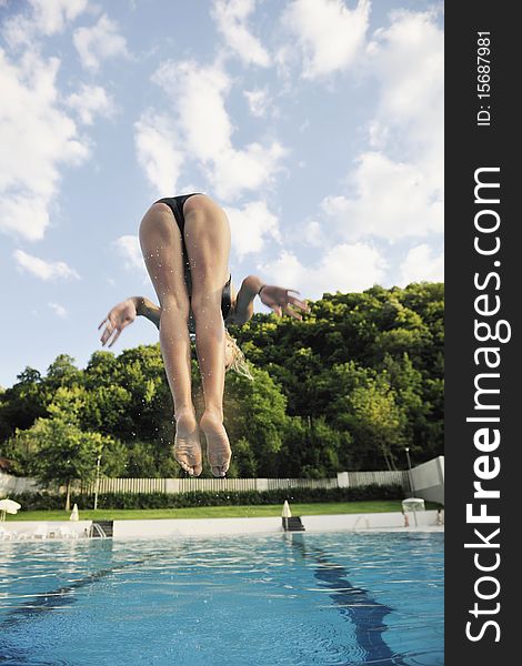 Woman relax on swimming pool