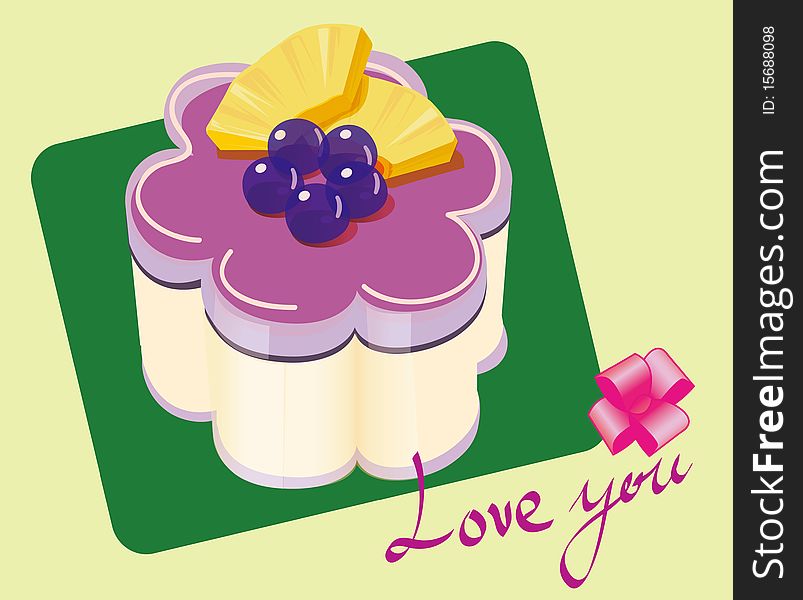 Purple blueberries cake illustration A nice sunny day