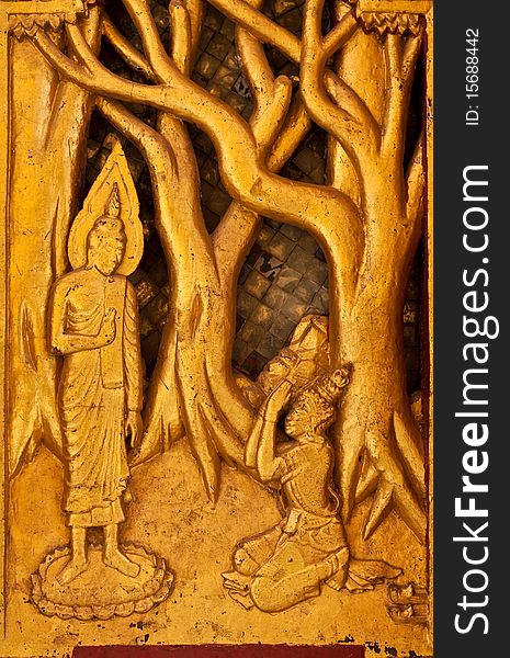 Traditional Thai style wood engraving