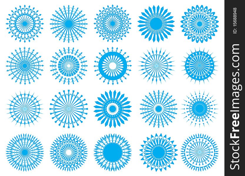 Vector image of a variety of beautiful snowflakes, stars and patterns for festive decoration. Vector image of a variety of beautiful snowflakes, stars and patterns for festive decoration.