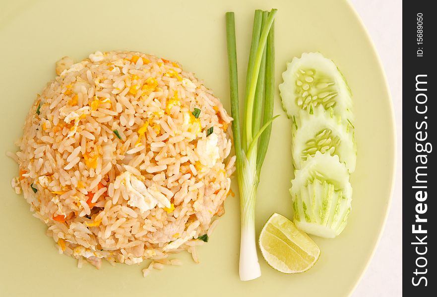 Fried rice and mix vegetables. Fried rice and mix vegetables