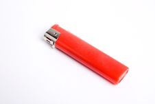 Red Lighter On White Background Royalty Free Stock Image