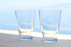 Pair Of Blue Water Glasses Royalty Free Stock Images Pair Of Blue Water Glasses Royalty Free Stock Images