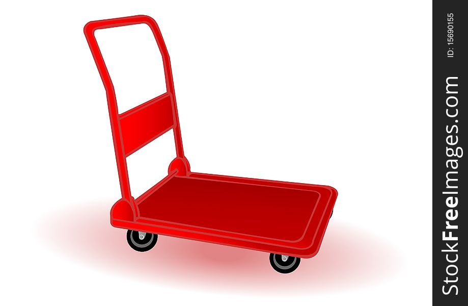 Vector illustration a red wheelbarrow for transportation of cargoes