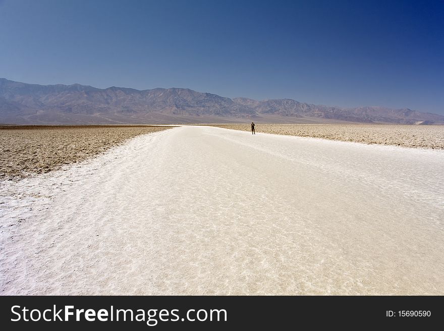 The desolate saltbeds Badwater, Death Valley National Park. The desolate saltbeds Badwater, Death Valley National Park