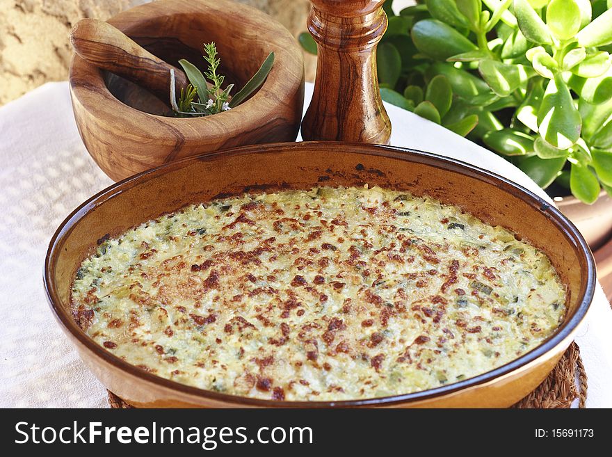 Baked vegetables and traditional curd