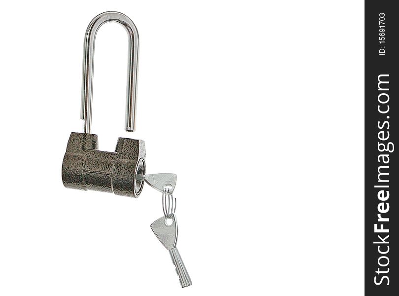 Unlocked padlock isolated on white