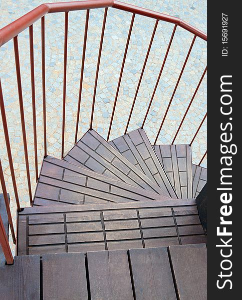 Spiral stairs outdoor, vertical photo. Spiral stairs outdoor, vertical photo.