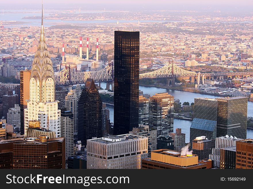 Aerial Closeup View Of New York