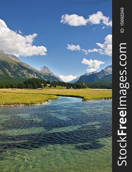 Alpine lake in St Moritz, Switzerland