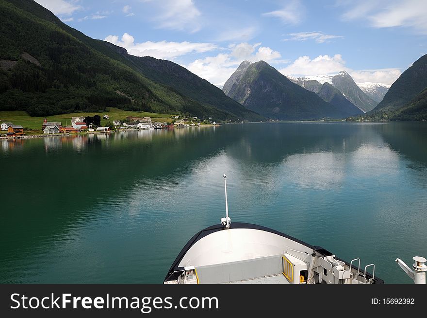 Village of Mundal on Fjaerlandsfjord, Norway. Village of Mundal on Fjaerlandsfjord, Norway