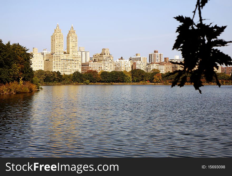 Pond with bridge at Central park in New York. Pond with bridge at Central park in New York