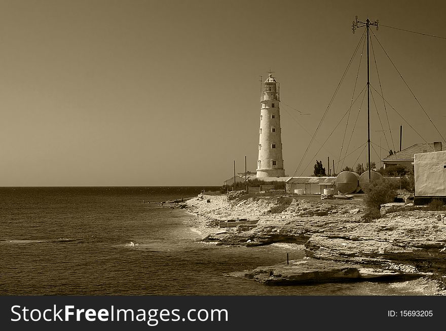 Lighthouse on the cape Tarhankut, Crimea Ukraine