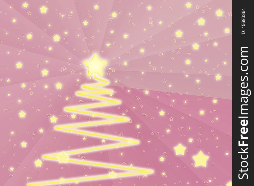 Christmas tree on pink background