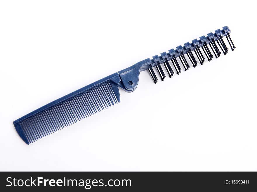 Blue comb on white background,multifunctional,folding,isolated