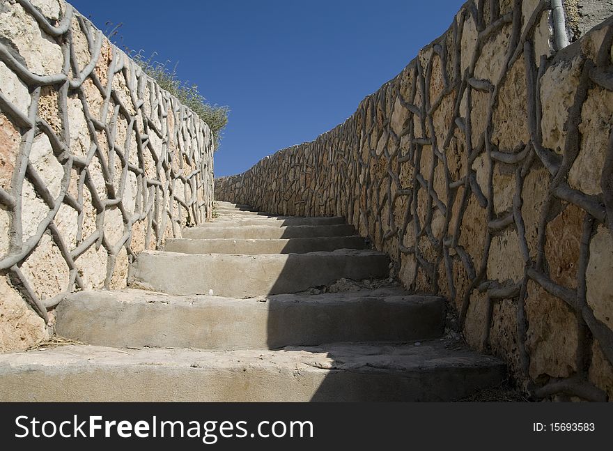 Stairway going up to skyline