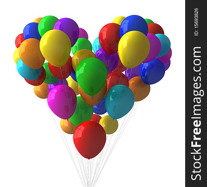 Heart shape with colorful balloons