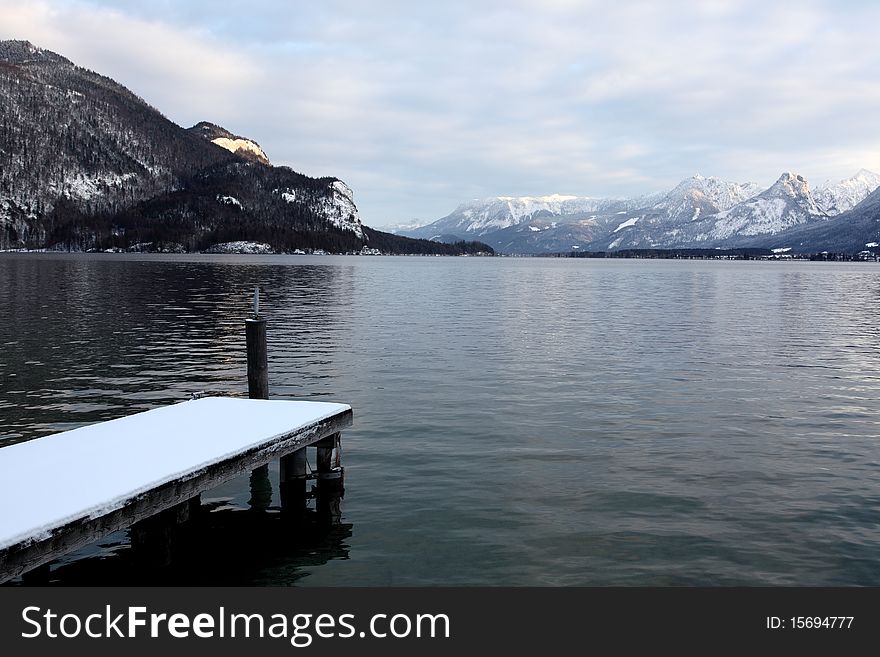 Winter with best view of lake. Alpine, Austria. Winter with best view of lake. Alpine, Austria