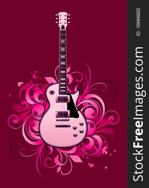 Abstract with electric guitar and design elements