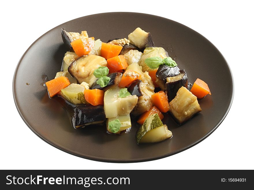 Boiled vegetables with olive oil and soy sauce