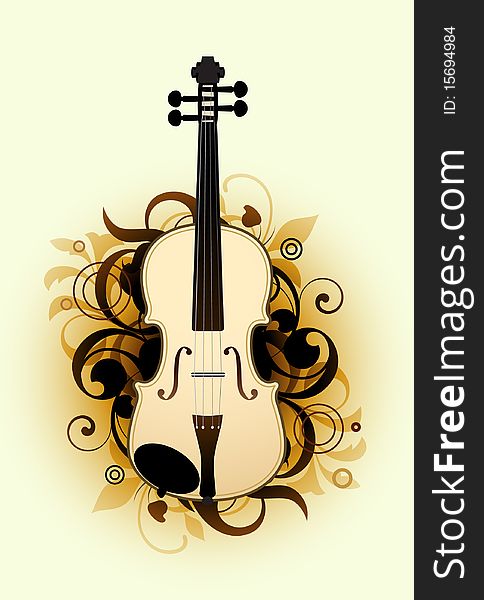 Abstract with violin on a yellow background