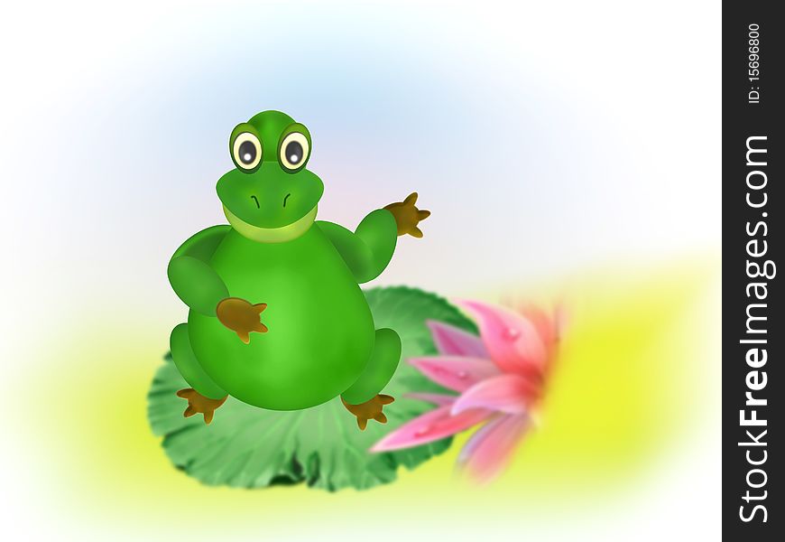 Frog on a lotus leaf