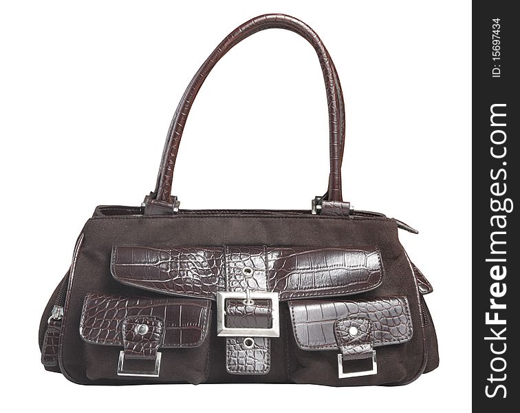 Soft leather handbag. Isolated on white background. Soft leather handbag. Isolated on white background