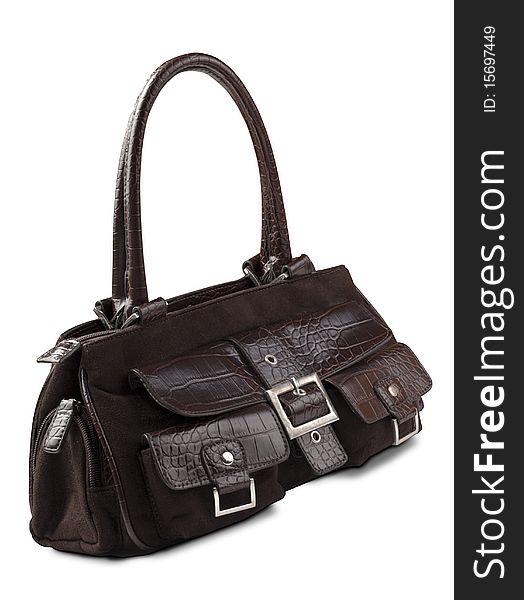 Soft leather handbag. Isolated on white background. Soft leather handbag. Isolated on white background