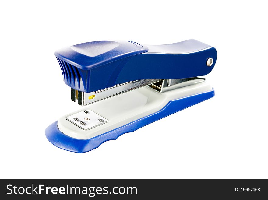 Blue stapler isolated on white