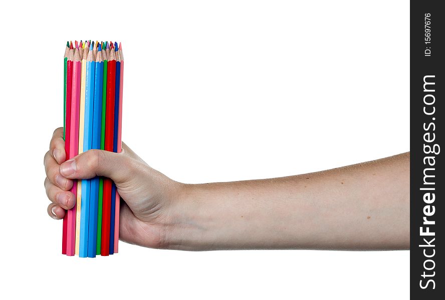 Color Pencils In Hand