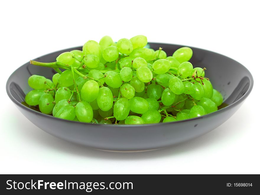 Green vine on a black dish. Green vine on a black dish