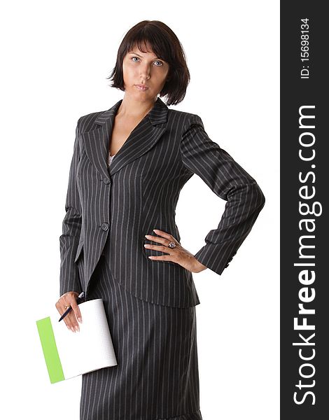 Business woman with a notepad and pen. Business woman with a notepad and pen