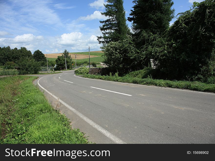 Driving Road at Biei in Summer