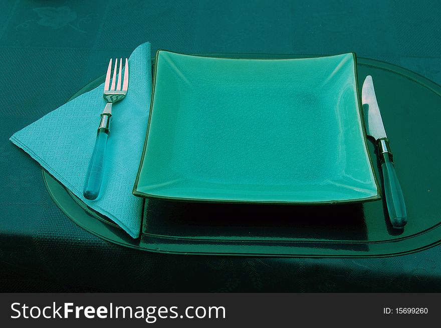 Empty Dish, Fork And Knife.