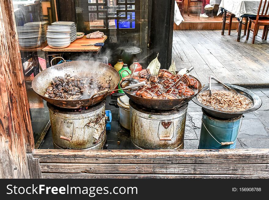 Close up Streaky pork boiled with soy sauce The delicious food of Wuzhen town in China