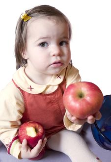 Little Girl With Apples Royalty Free Stock Photo Little Girl With Apples Royalty Free Stock Photo