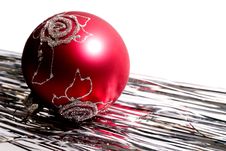 Red Christmas Ball And Spangle Stock Photography Red Christmas Ball And Spangle Stock Photography