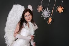 White Angel With Crystal Stars Stock Image White Angel With Crystal Stars Stock Image