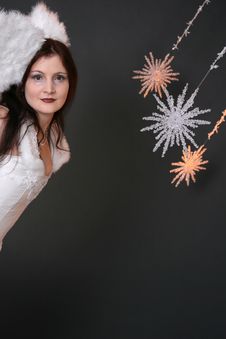 White Angel With Crystal Stars Royalty Free Stock Images