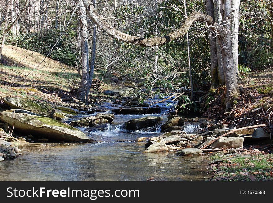 A peaceful stream flowing through the mountains of North Carolina. A peaceful stream flowing through the mountains of North Carolina