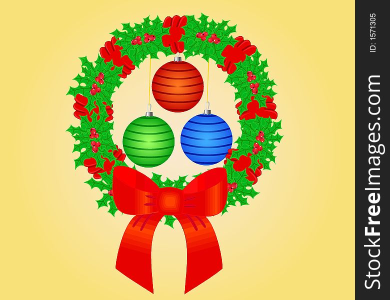 Christmas vector illustration - with red ribbon. Christmas vector illustration - with red ribbon
