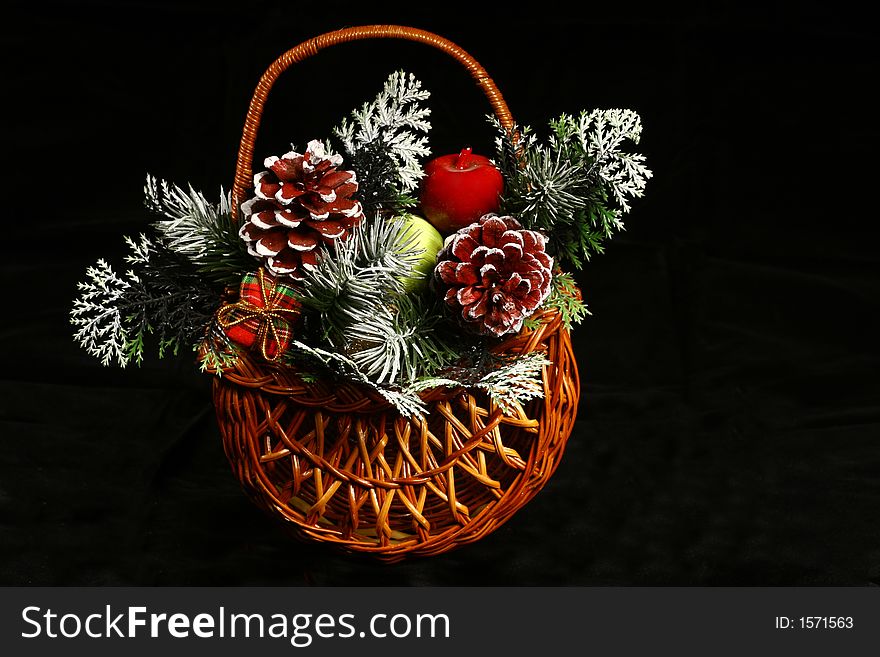 Front view for christmas ornament isolated on black background
