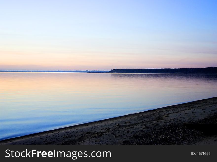 Beautiful summer sunset on the river. Beautiful summer sunset on the river